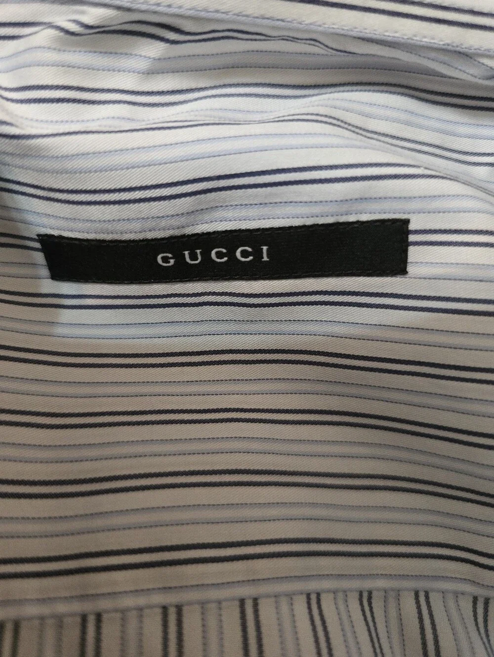 Authentic Gucci Men's Shirt Size 39/15 1/2 Blue White Striped Made in Italy COA